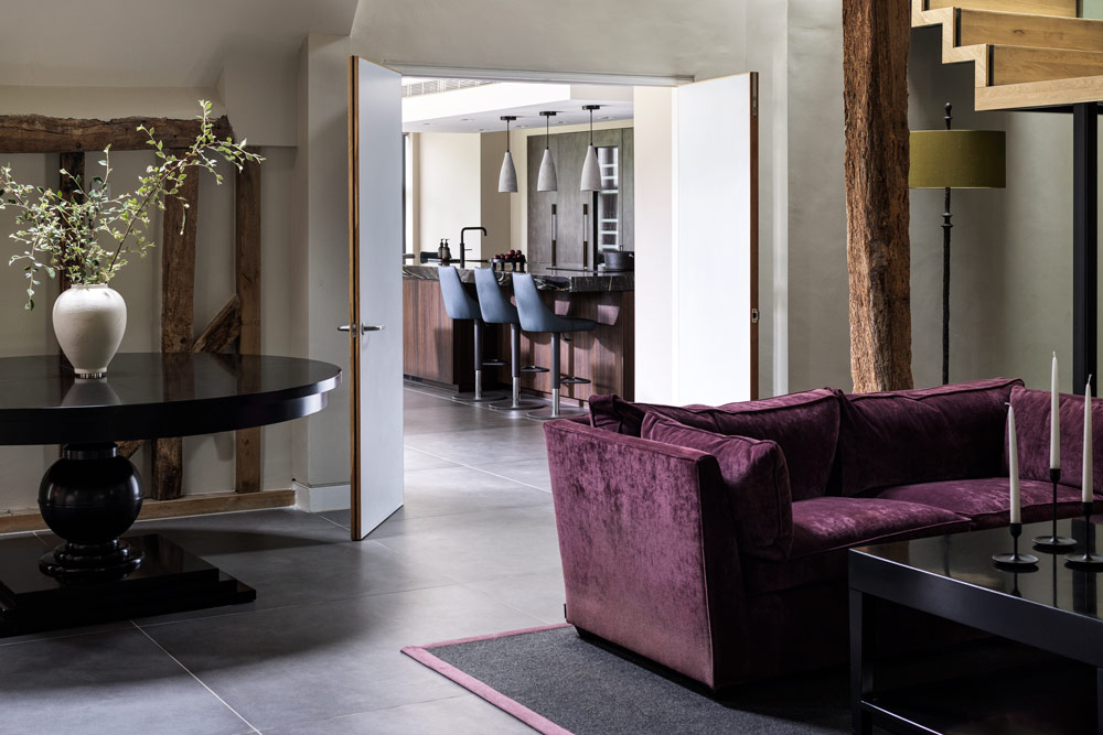 Fontana bespoke kitchen hertfordshire view through doorway | Design as Art | interior architectural design studio